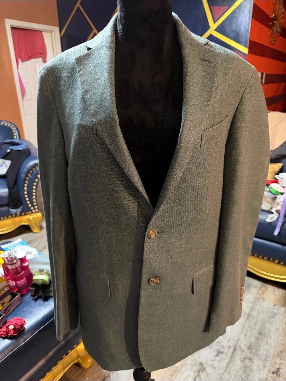 Sage Green Men's Classic Green Wool Blazer